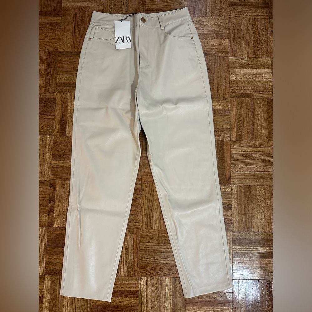 Zara beige leather pants